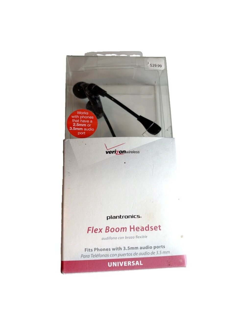 Verizon Plantronics Flex Boom Headset Universal 3.5 2.5mm Audio Port New Sealed